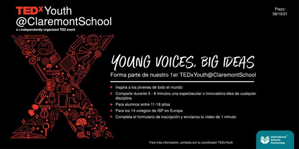Inscríbete a TEDxYouth@Claremontschool 2021 «Young voices, big ideas»